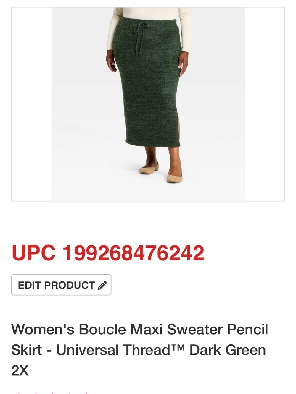 Universal Thread Dark Green Knit Pencil Maxi Skirt